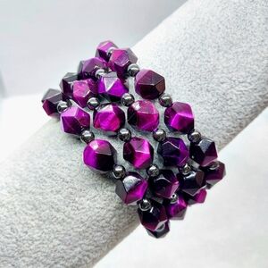 ◇ 10mm Diamond Faceted "Purple" Tiger Eye Bracelets